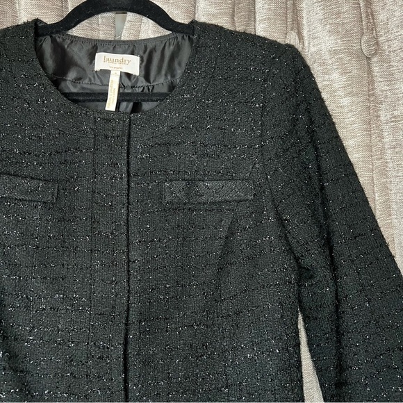Laundry Shelli Segal Black Metallic Tweed Blazer - Picture 2 of 16